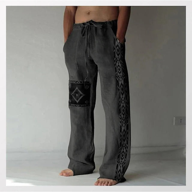 ✨👖【10 kolorów🌈】【S-6XL】😍 Męskie dopasowane spodnie, bawełna i len, duże rozmiary, swobodny i zrelaksowany styl boho, spodnie z szerokimi nogawkami