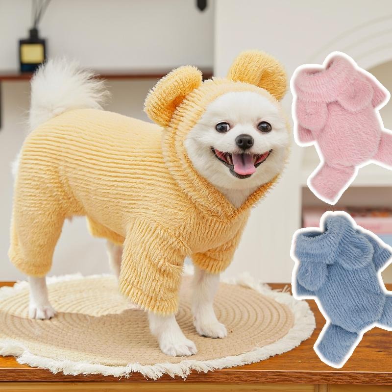 【0,5–10 kg】🧸 Ciepły płaszcz dla psa i kota – miękki, uroczy, z małymi uszkami