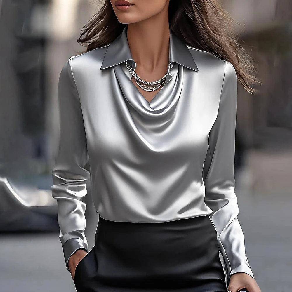 🔥🍁【Jesienna nowość】【S-3XL】🌷Nowa prosta i elegancka bluzka damska z satyny