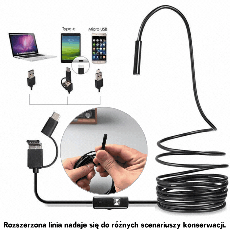 (Typ c, USB, Micro USB) Endoskop „trzy w jednym”[5M]