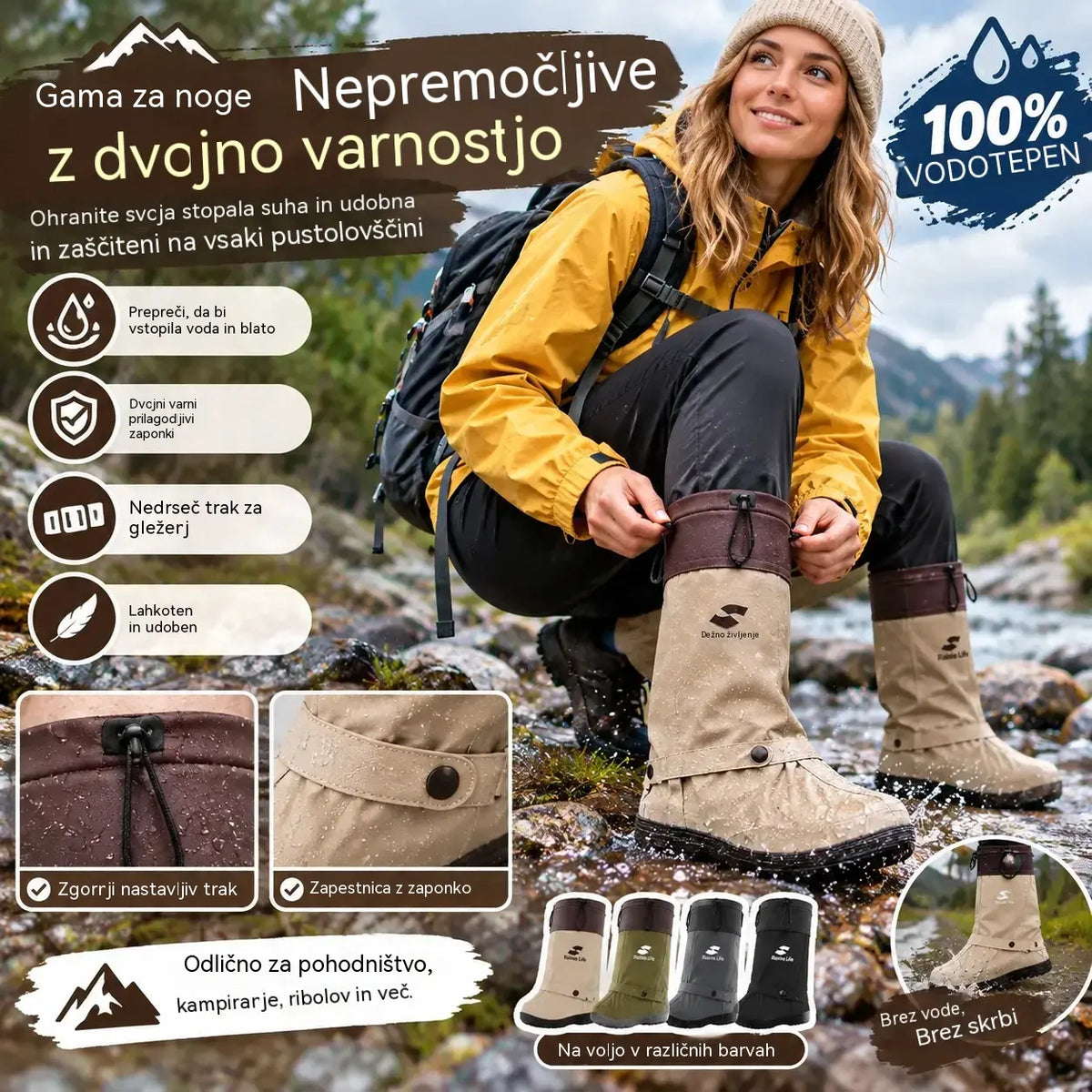 🔥🎁 Zložljive visoke vodoodporne prevleke za čevlje: Z nedrsečo zasnovo in dvojnim zapiranjem so ti čevlji posebej zasnovani za vsakodnevne vožnje na prostem in deževne izlete.