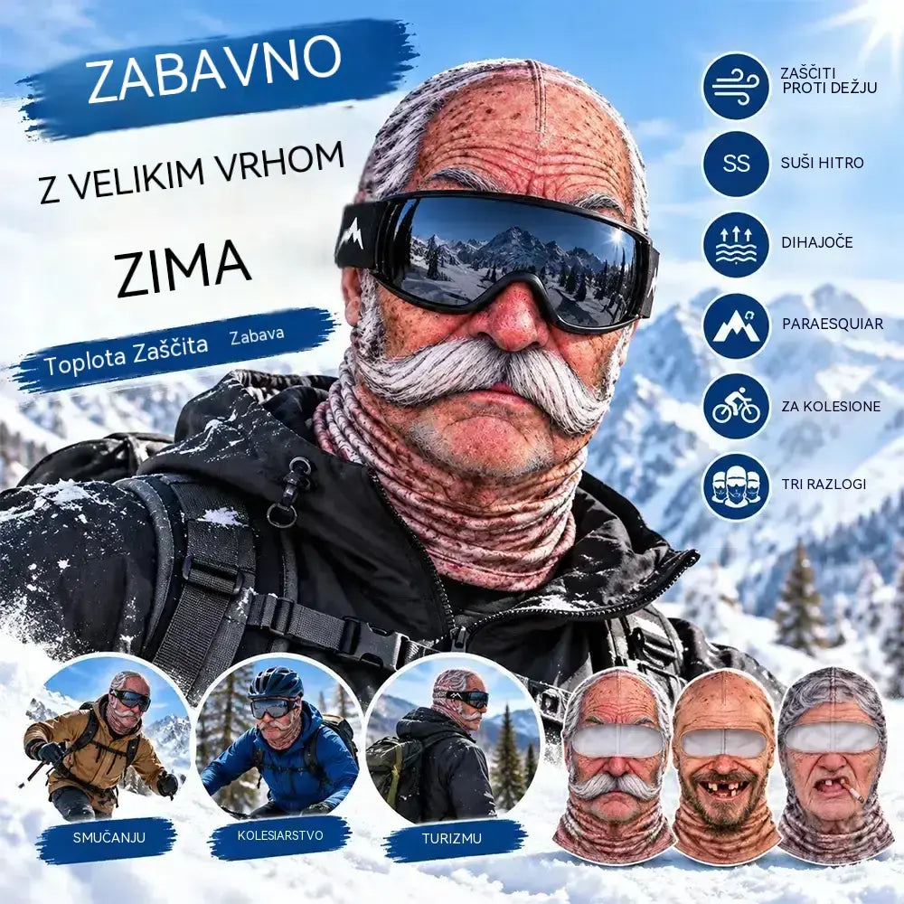 🔥😎 Zabavna in topla 3D maska za obraz, idealna za zimske športe na prostem.