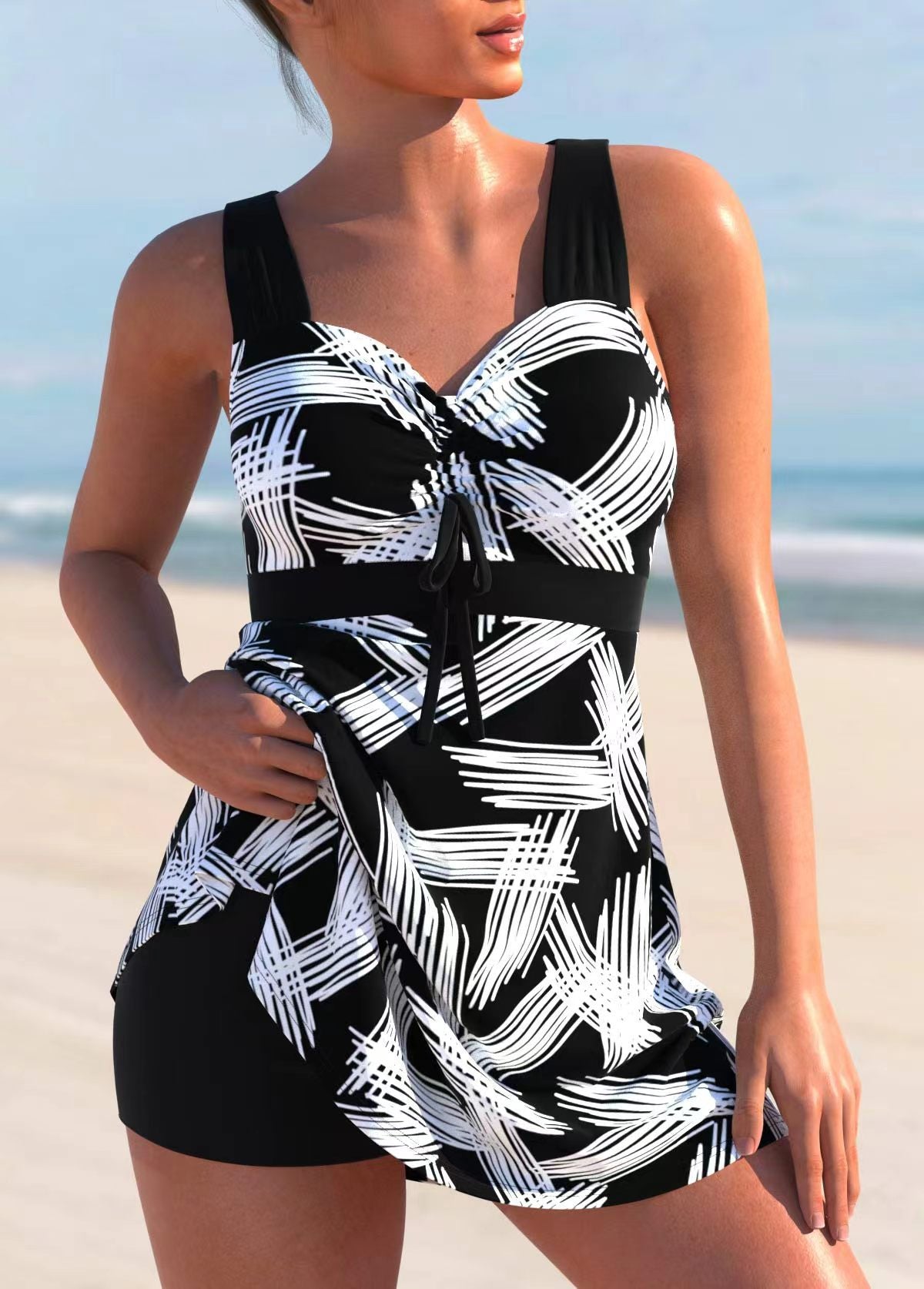 🩱🏖️【50% zniżki 🔥】【S-4XL】🌴😍2025 nowy duży rozmiar damski kostium kąpielowy z nadrukiem, szybkoschnący materiał