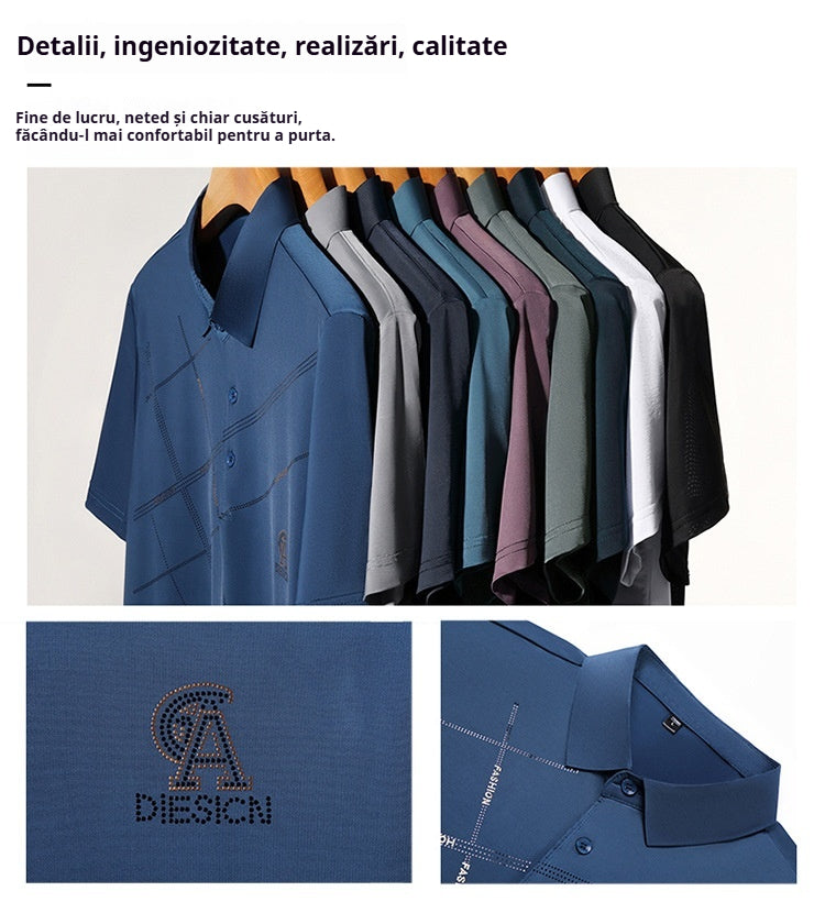 💥👔【M-4XL】2025 Nowa męska casualowa koszulka polo z jedwabiu lodowcowego