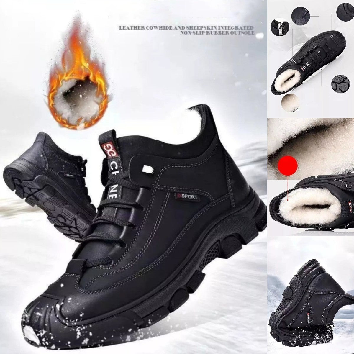 🔥 Ανδρικά χοντρά βελούδινα ζεστά παπούτσια 2025 Γνήσιο δέρμα Παπούτσια με χοντρή σόλα