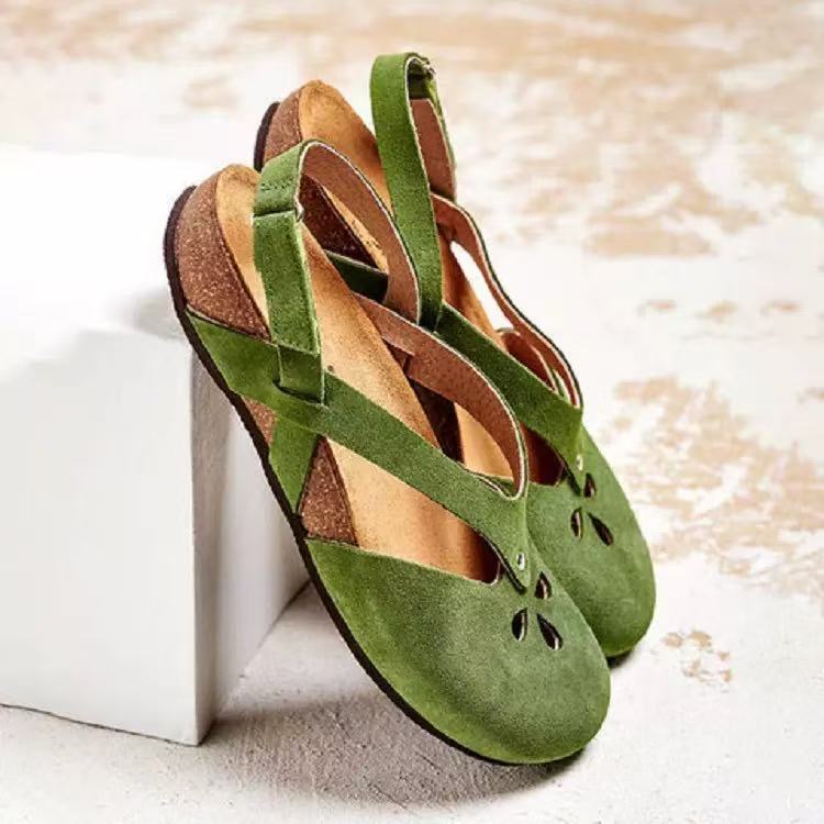 ✨👡【Oferta ograniczona】【35–43】Wysokiej jakości skórzane sandały rekreacyjne 2025 ✅ Zaokrąglony nosek ✅ Płaska podeszwa