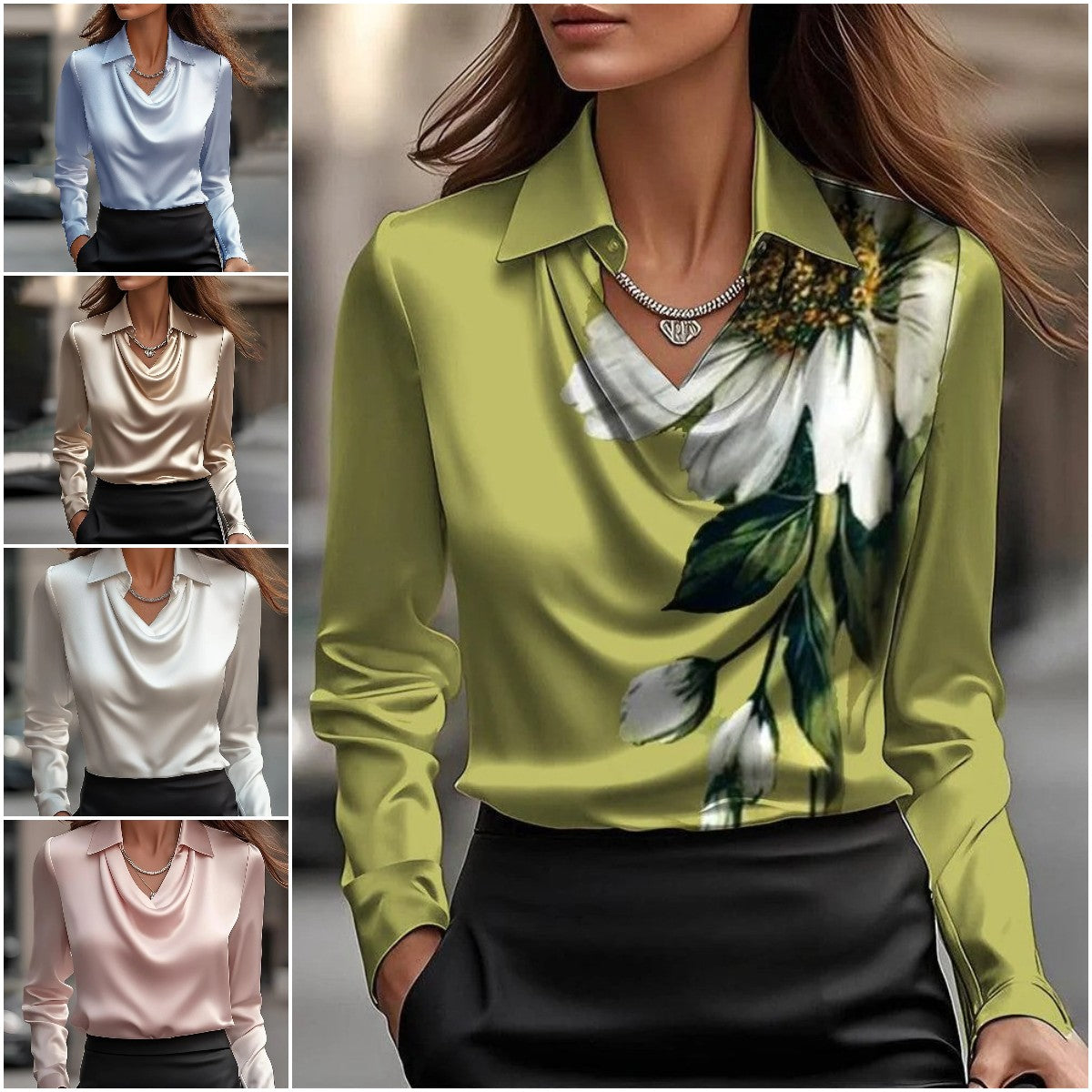 🔥🍁【Jesienna nowość】【S-3XL】🌷Nowa prosta i elegancka bluzka damska z satyny