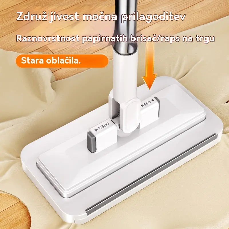 🔥【Komplet 4】Večfunkcijski mop s sponko za krpo, nov gospodinjski mop, ki ga ni treba prati