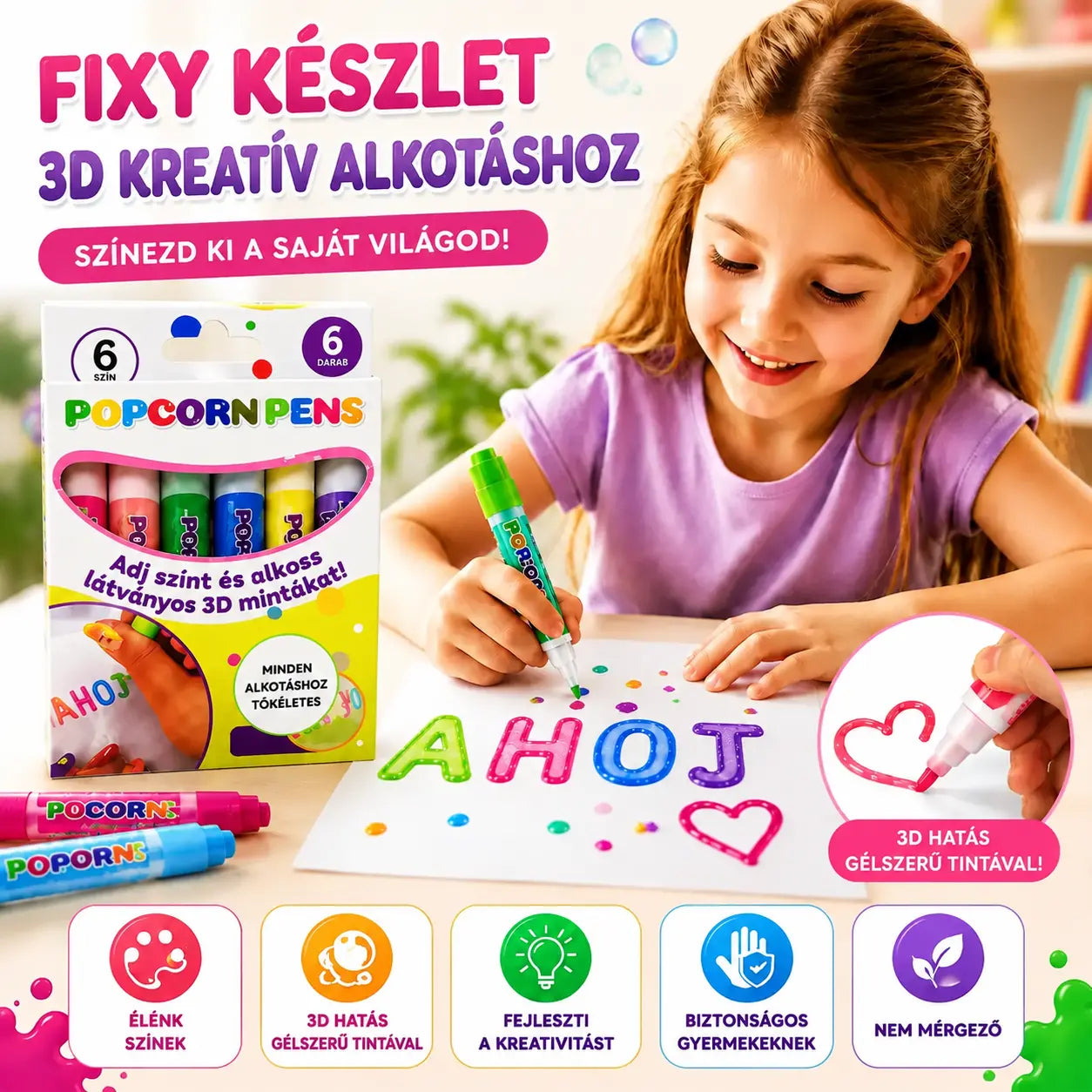 🎁【Vásároljon 1-et, kapjon 1-et ingyen】3D nyomtatótoll gyerekeknek: Popcorn stílusú buborékrajz (DIY)