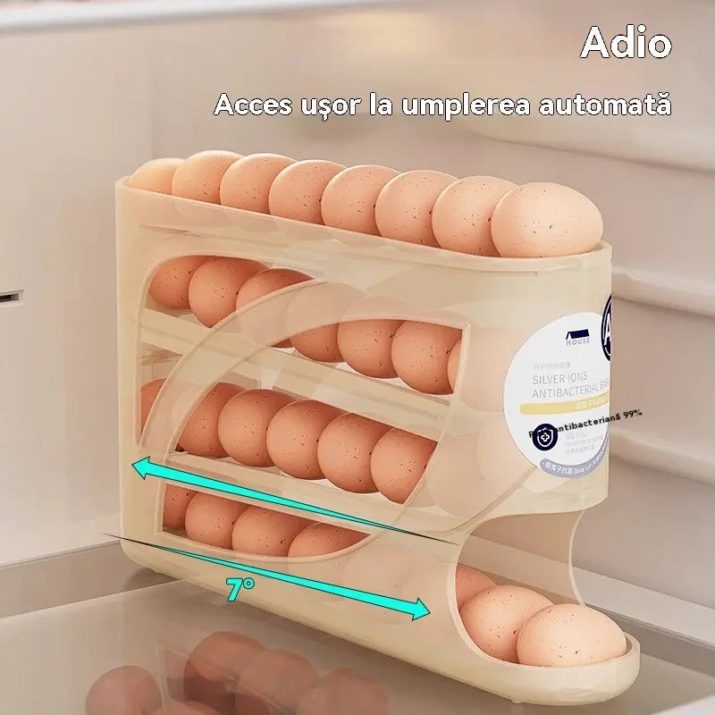 💥🥚🥚【30 tojás tárolására alkalmas】 Kihúzható tojástároló doboz – automatikus visszaállítás