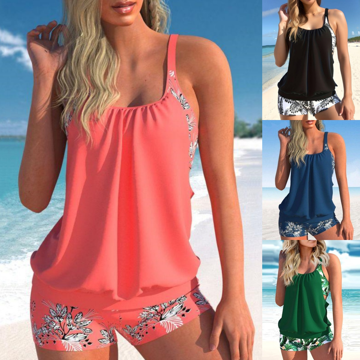 🌴🌈 [Poletna razprodaja za polovično ceno] [Velikosti S-5XL] 🌊👙 Ženske kopalke z vzorcem za večje velikosti, hitro sušeče, dvodelne (zgornji in spodnji del)