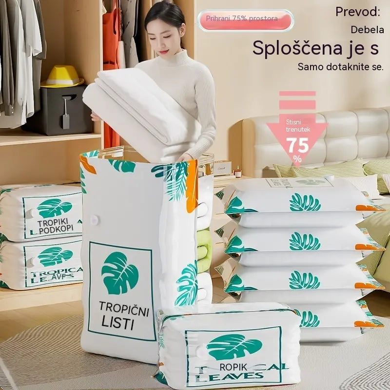 🧳【5-delni komplet】💨 Velika, stisljiva vakuumska vrečka za shranjevanje: črpalka ni potrebna, neprepustna in idealna za prihranek prostora v kovčkih in doma ✈️