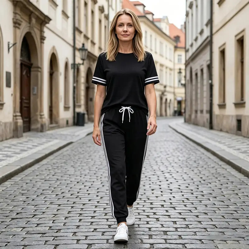 🔥【Časovno omejena ponudba】【S-2XL】🔥Ženski dvodelni komplet športnih oblačil, mehka in raztegljiva tkanina, primeren tako za domačo uporabo kot za prosti čas