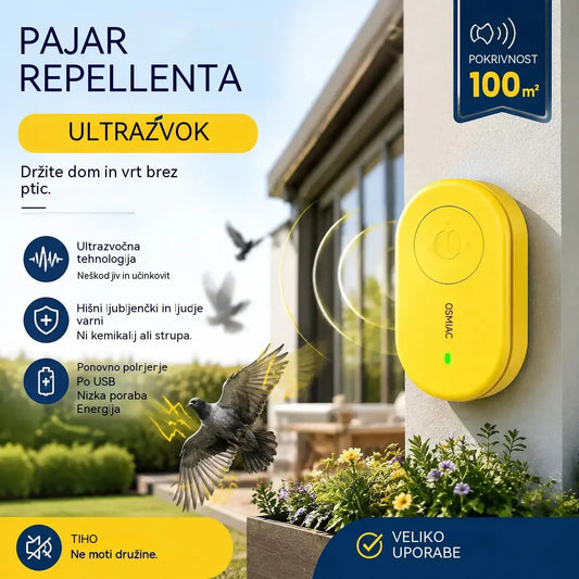 🐦 Prenosni ultrazvočni odganjalec ptic | Avtomatska naprava za odganjanje golobov, primerna za balkone, vrtove in zunanje površine.