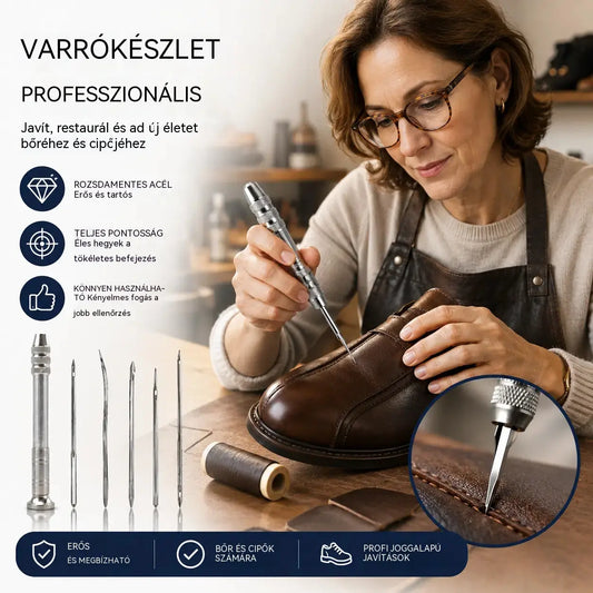 🧵【Vásárolj egyet, kapsz egyet ingyen】👞 5 az 1-ben cserélhető varróár készlet — Professzionális szerszámkészlet cipőjavításhoz és bőrművességhez 🛠️✨