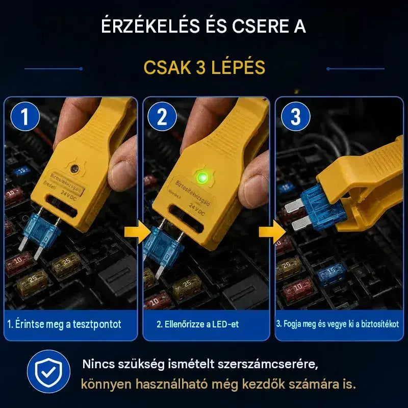 ⚡ 2 az 1-ben biztosítékvizsgáló és autós fogó (12V/24V kompatibilis / Zöld LED jelzőfény / Állítható hézag / Kihúzófogó / Autóhoz, teherautóhoz, hajóhoz)! 🚗✨