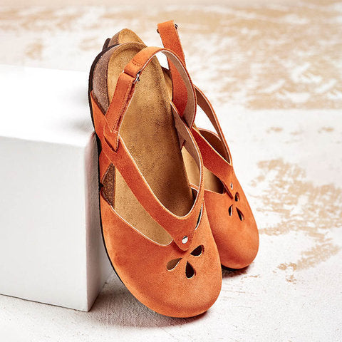 ✨👡【Oferta ograniczona】【35–43】Wysokiej jakości skórzane sandały rekreacyjne 2025 ✅ Zaokrąglony nosek ✅ Płaska podeszwa