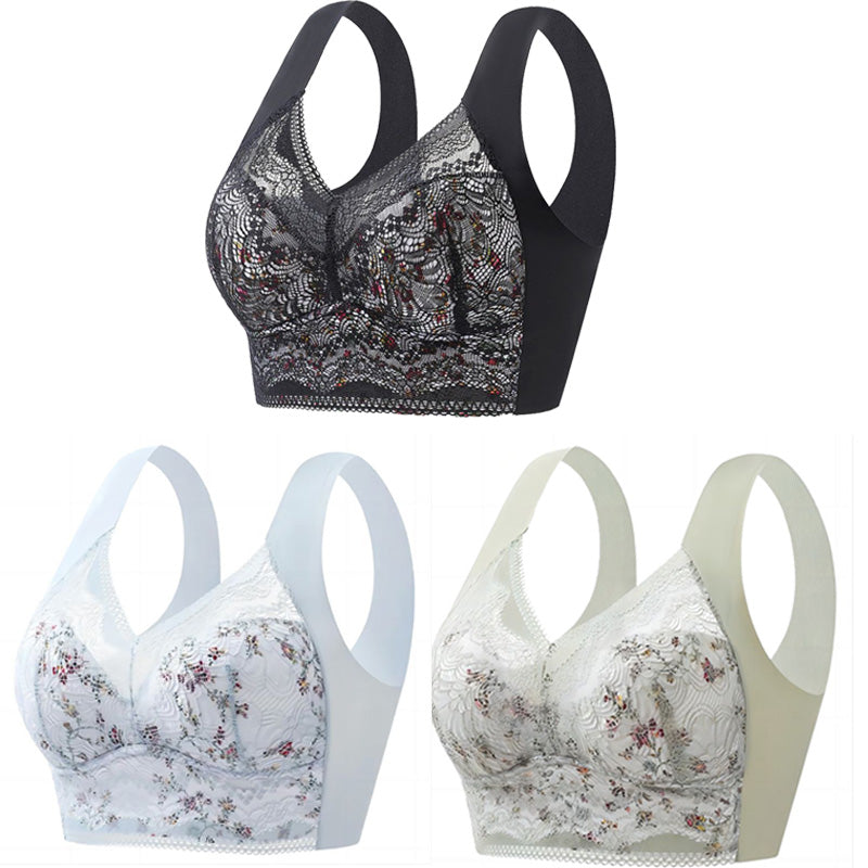 🔥【3 sztuk】💕🎁Bezszwowy biustonosz z lodowego jedwabiu w dużym rozmiarze, oddychający i regulowany [40 kg-100 kg]