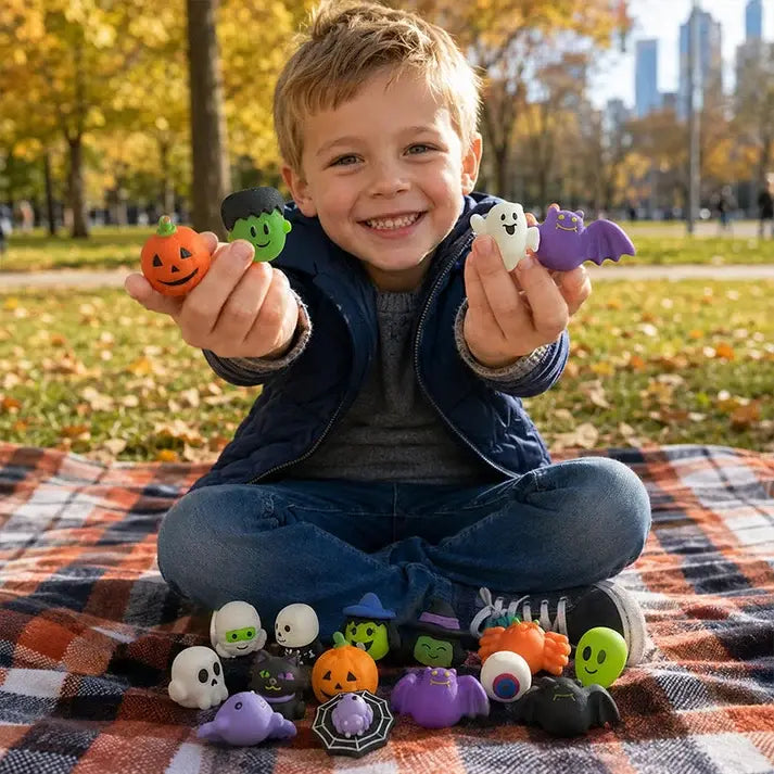 50 kosov za 30 evrov 🎃 Igrače za lajšanje stresa z naslovom noči čarovnic, ljubke majhne pite v obliki bučnih duhov, ki lahko lajšajo stres.
