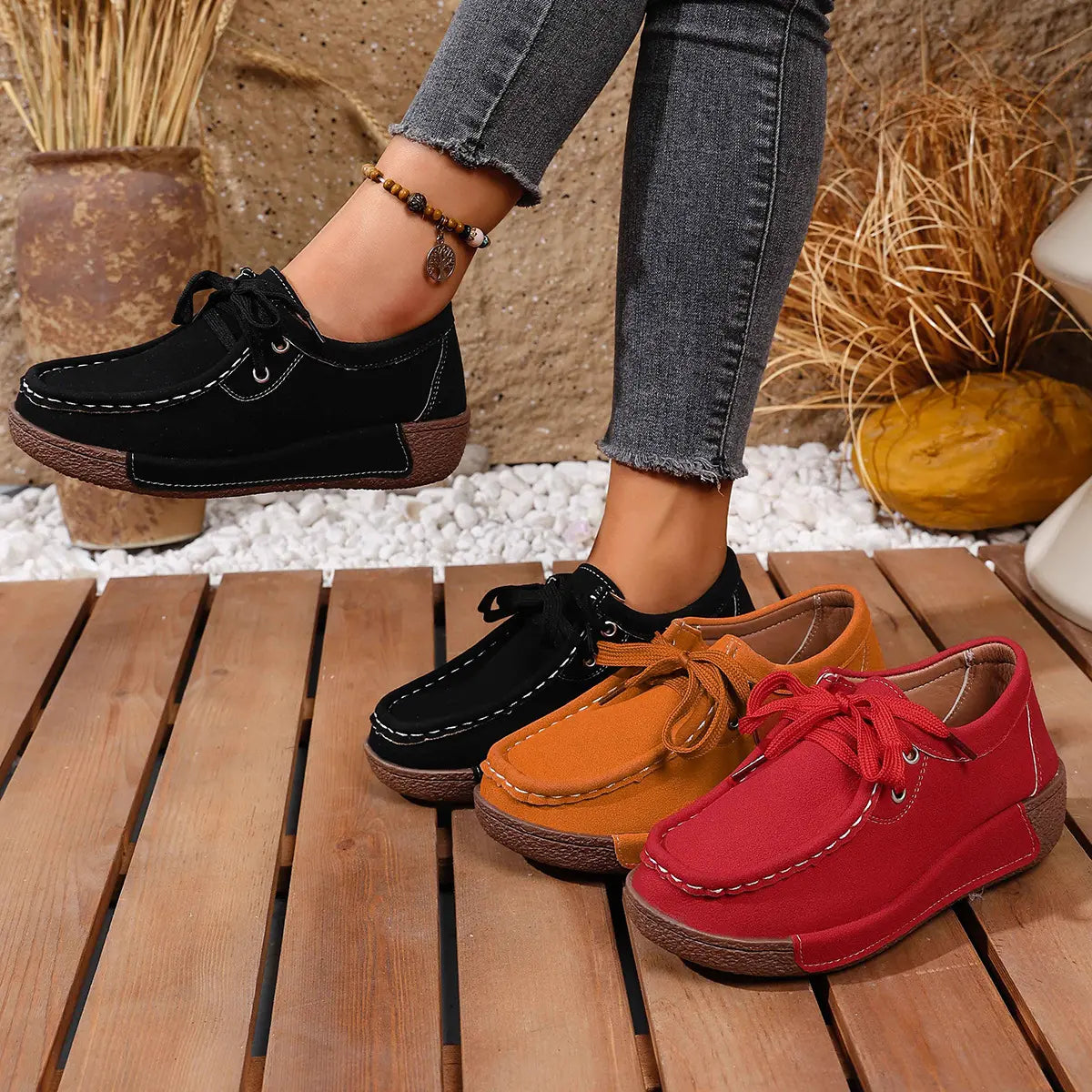 💖【Velikosti 36-43】Ženski čevlji s platformo in okroglim prstom - udobni in elegantni