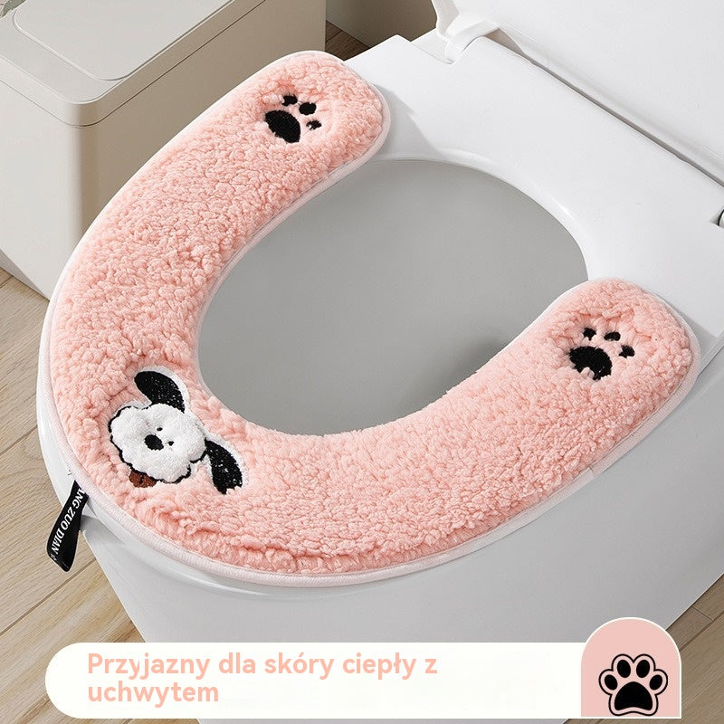 🏠🚽✨Zestaw 5 elementów🔥Zimowy, ciepły pokrowiec na deskę sedesową, z podszewką z polaru, odpowiedni na wszystkie pory roku, wodoodporny.