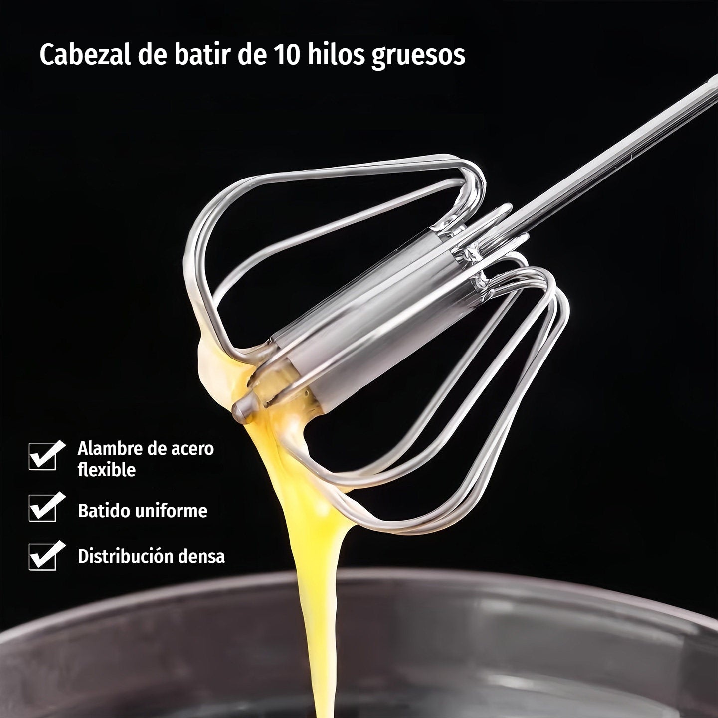 【 Conjunto de 2 piezas】Batidor de huevos semiautomático de acero inoxidable