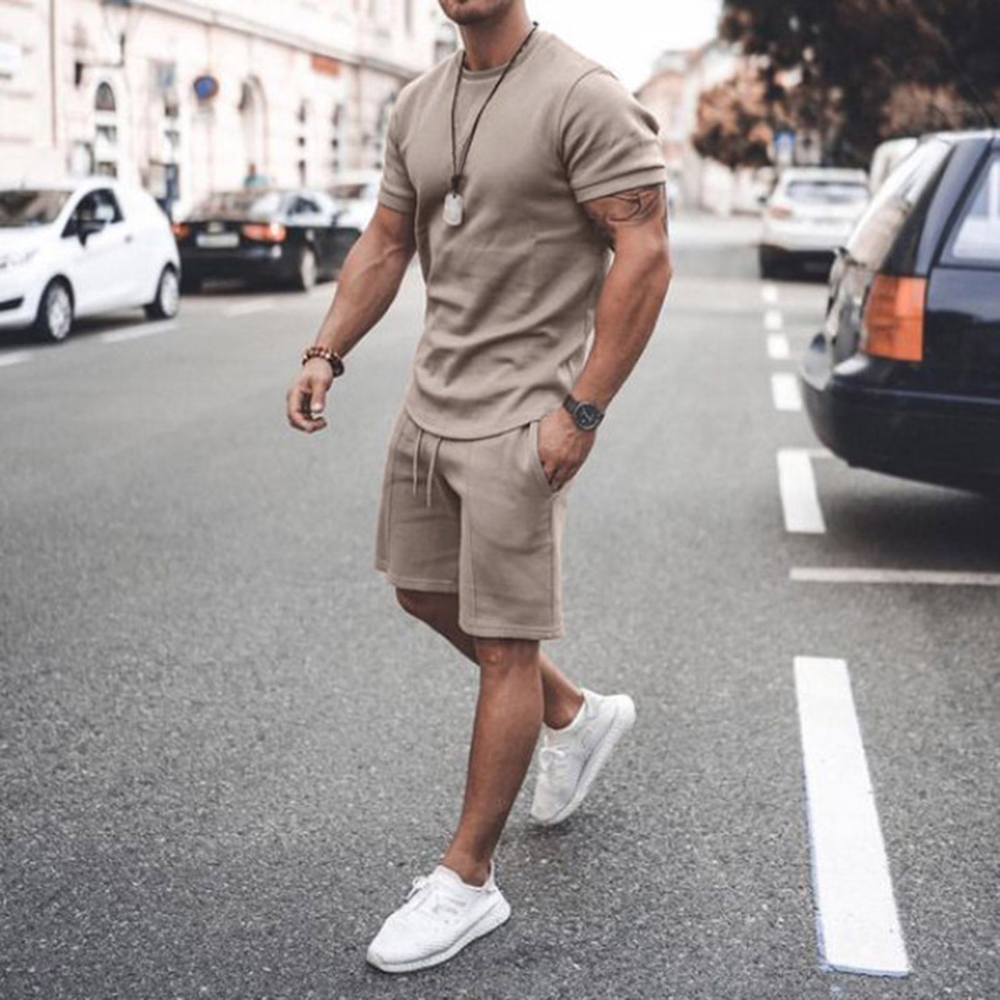 【M-5XL】Nuevo conjunto deportivo de verano para hombre (camiseta de manga corta + pantalones cortos)