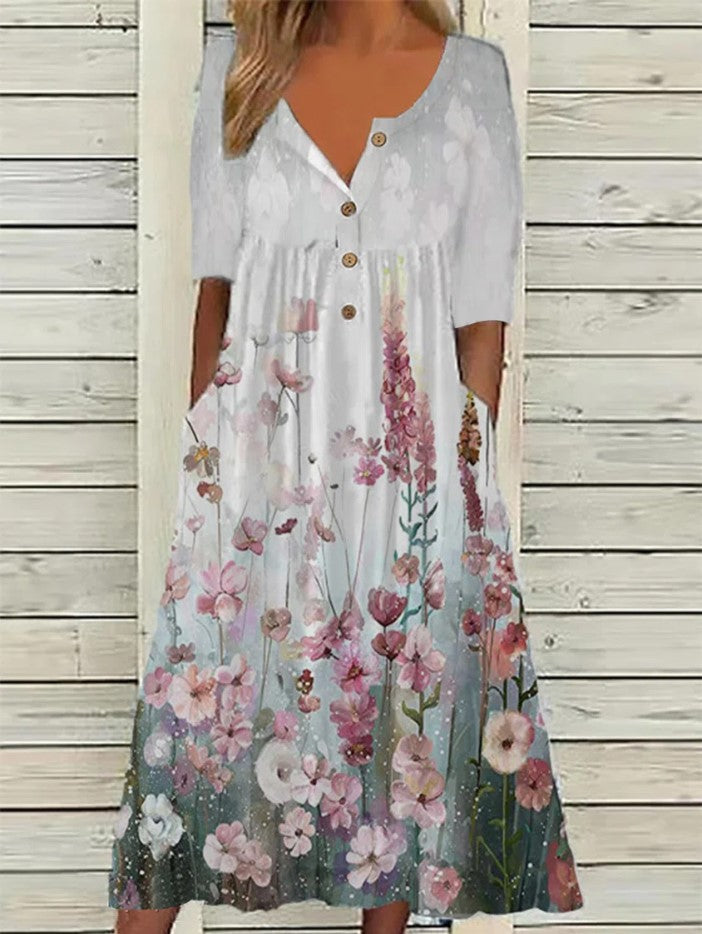 🎀【Posebna ponudba】【S-5XL】👗Elegantna midi obleka – združuje stil in udobje, primerna za vse priložnosti