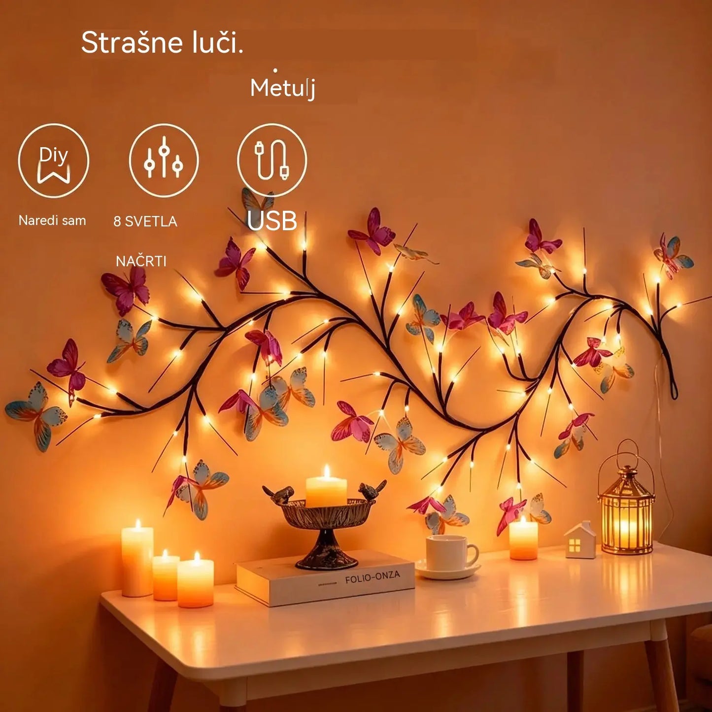 ✨ Fleksibilna LED svetilka v obliki trte v obliki metulja – Ustvarite sanjsko in toplo vzdušje v svojem domu 🦋💡