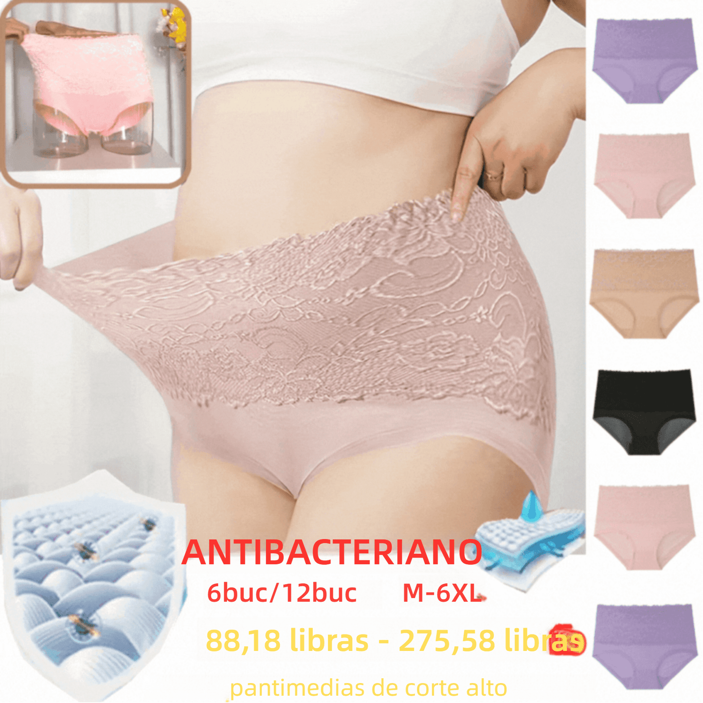 🔥【6db】【M-6XL】2026. Újonnan továbbfejlesztett, magas derekú szivárgásmentes fehérnemű🔥Ingyenes szállítás, Utánvétes fizetés