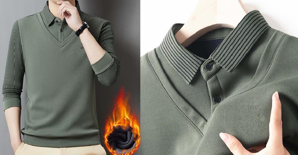 🔥【M-4XL】👔 Ανδρικό premium κασμιρένιο ζεστό σετ μπλούζας με μακριά μανίκια