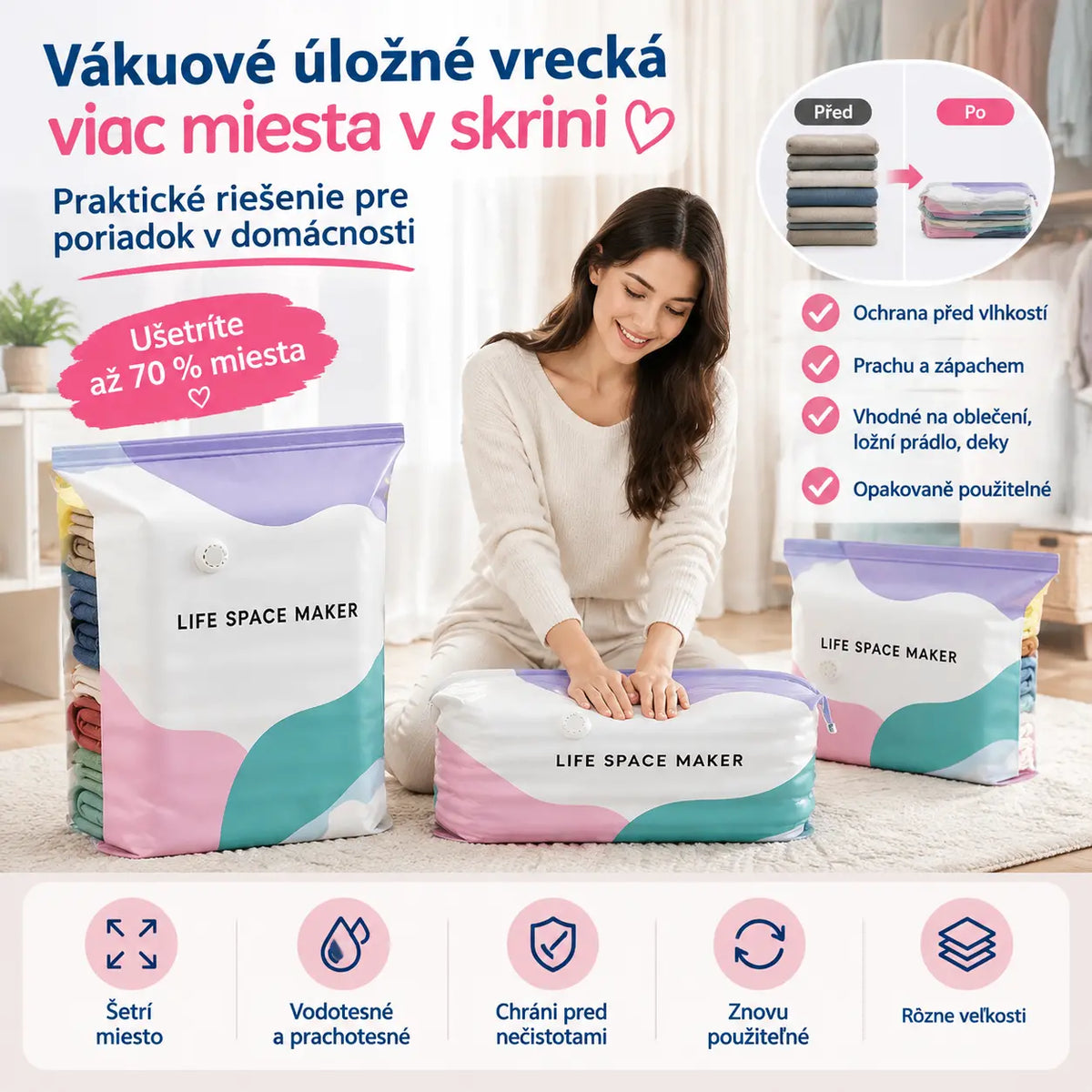👕📦Kompressziós zsákok ruhák tárolásához – nincs szükség porszívóra, megerősített kialakítás.