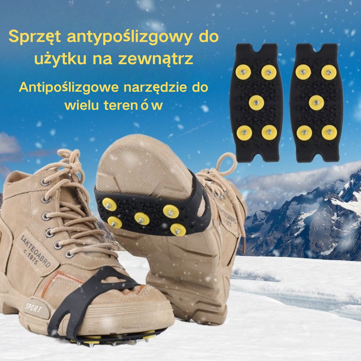 👴🚶🏔️❄️Kup 2, otrzymaj 2 gratis(8 sztuk)🔥Niewidoczne, 5-zębowe, antypoślizgowe pętle do raków, raki do użytku na zewnątrz, odpowiednie do wędrówek po śniegu