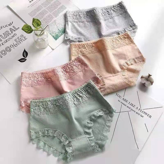 💞【M-2XL】👙Damskie, oddychające, bawełniane, bezszwowe majtki ze średnim stanem