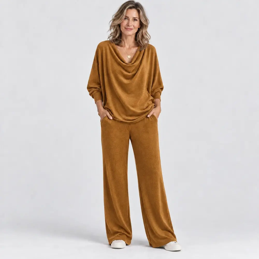 📢📢 50 % popusta 【S-3XL】Elegantni dvodelni komplet: žametni top + ležerne hlače