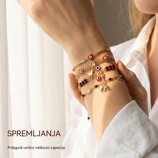 📿 ČASOVNO OMEJENA PONUDBA 50 % POPUSTA!🔥🌀 Boho zapestnica z amuletom in srečnim slonom - simbolični obeski, nastavljiva oblika, pozlata in 7 stilov ✨