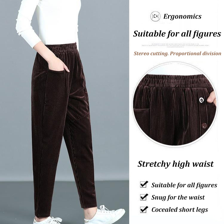 💕【XL-5XL】Aksamitne spodnie damskie zapinane na guziki