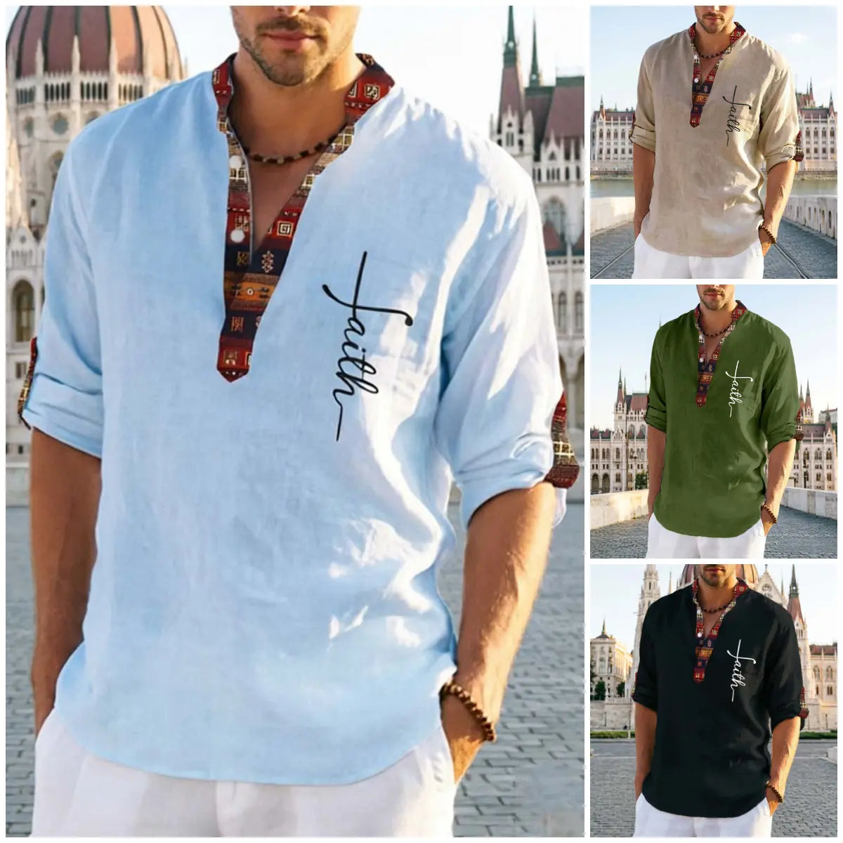 👔【S-3XL】💥 Férfi tiszta pamut V-nyakú póló, plus size ✅ Utánvétes fizetés