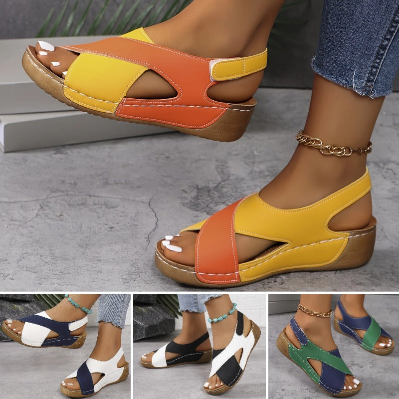👡🔥【36-43】Γυναικεία πέδιλα Wedge Contrast✨ Άνετα σανδάλια με λουράκι στον αστράγαλο