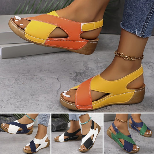 👡🔥【36-43】Γυναικεία πέδιλα Wedge Contrast✨ Άνετα σανδάλια με λουράκι στον αστράγαλο