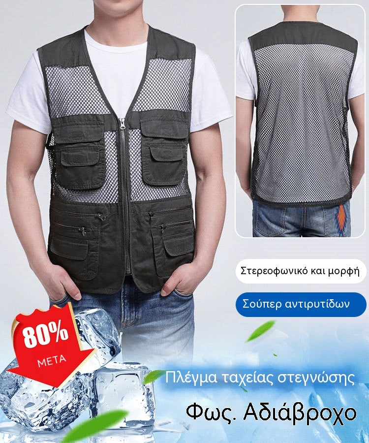 🔥【XL-4XL】Απλό λειτουργικό γιλέκο με πολλαπλές τσέπες（55-100kg）