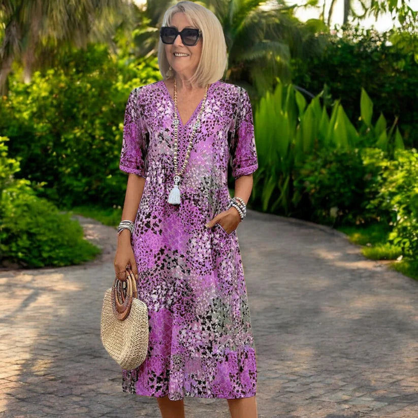 【S-3XL】 Vestido estampado ligero y fluido que estiliza la figura.