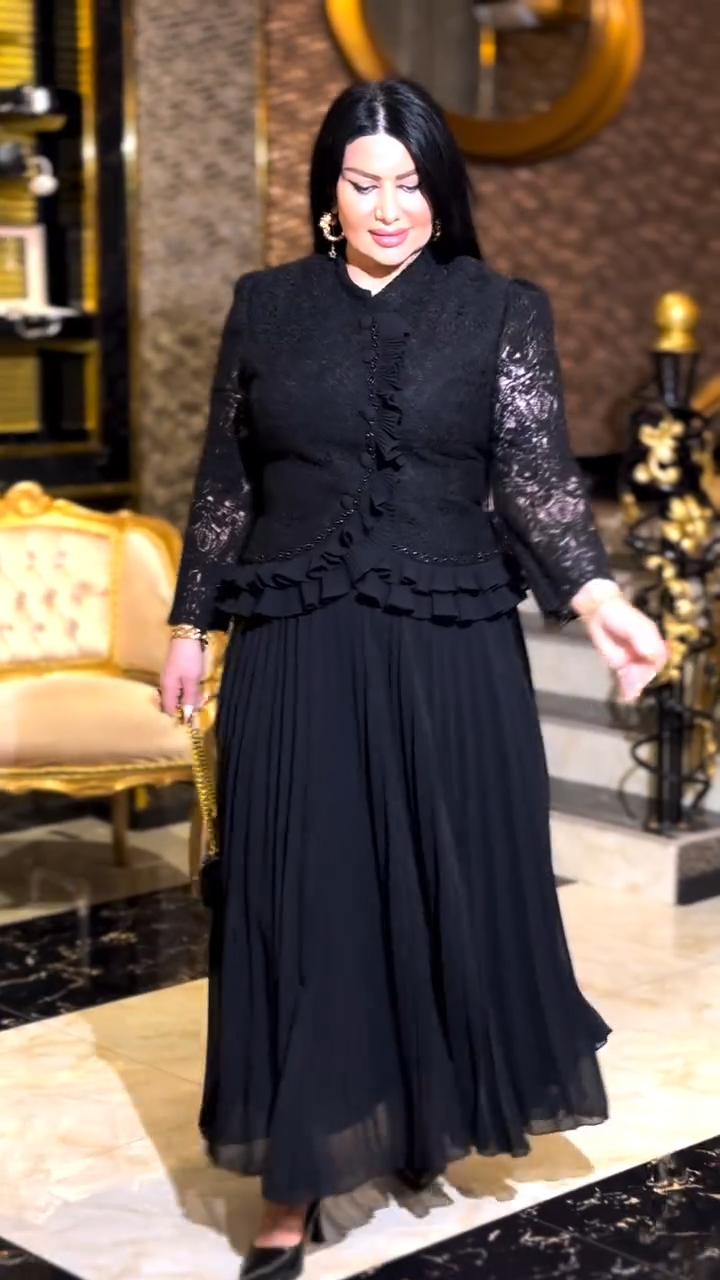 【S-5XL】Czarna elegancka sukienka koronkowa