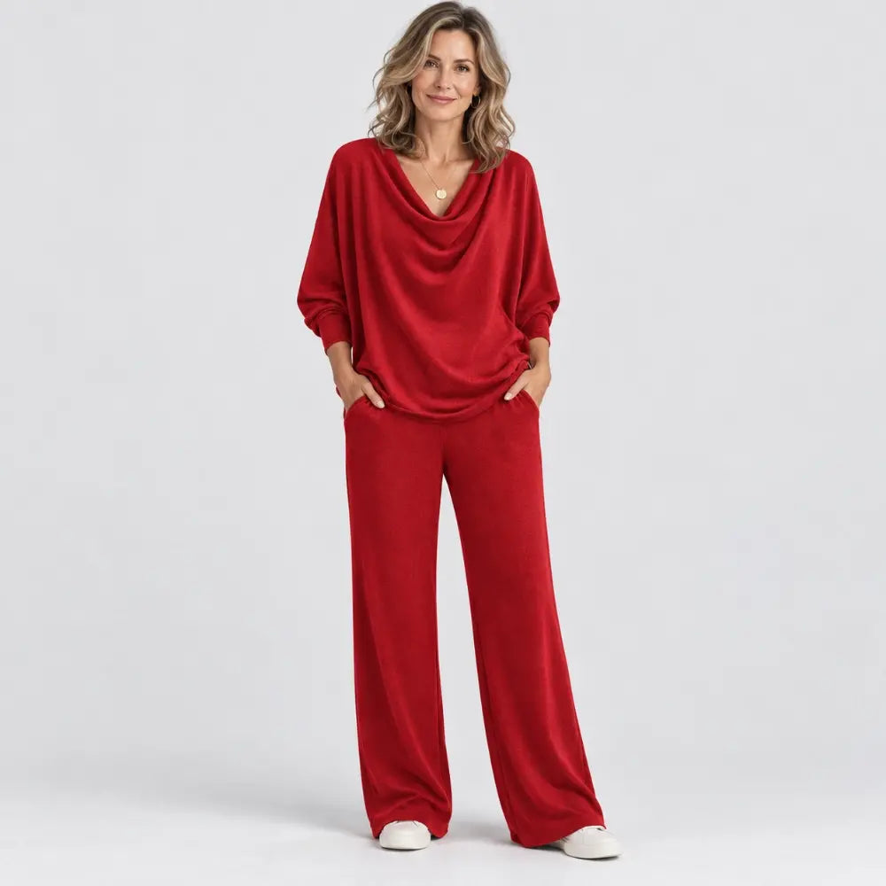 📢📢 50 % popusta 【S-3XL】Elegantni dvodelni komplet: žametni top + ležerne hlače