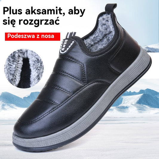 【39-44】🔥Nowe zimowe buty codzienne z polarową podszewką i grubym bawełnianym materiałem, ciepłe i wodoodporne, wsuwane buty śnieżne
