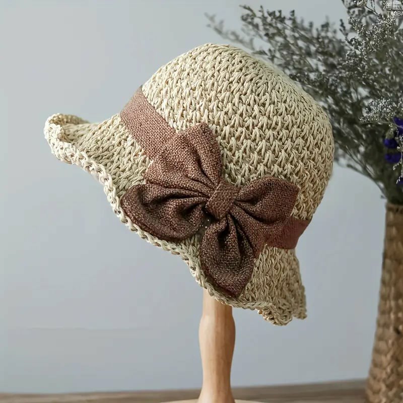 🎀🎀 50 % POPUST 👒 | Retro slamnik s pentljo – zložljiv in zračen za poletje