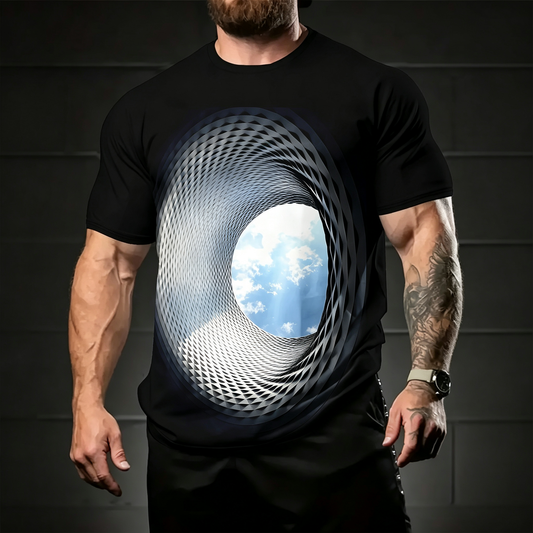 🌀👕【S-5XL】2026 Új, divatos és kreatív férfi 3D fekete lyuk mintás póló
