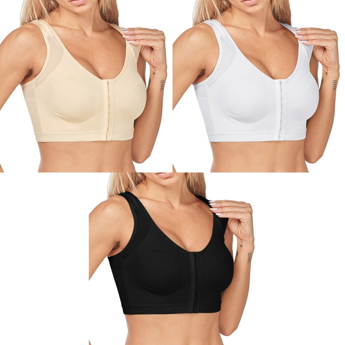 🥰 【3 τεμάχια】 👙Σουτιέν Plus Size με άνοιγμα μπροστά, αναπνεύσιμο και φαρδύ (40-120 κιλά）