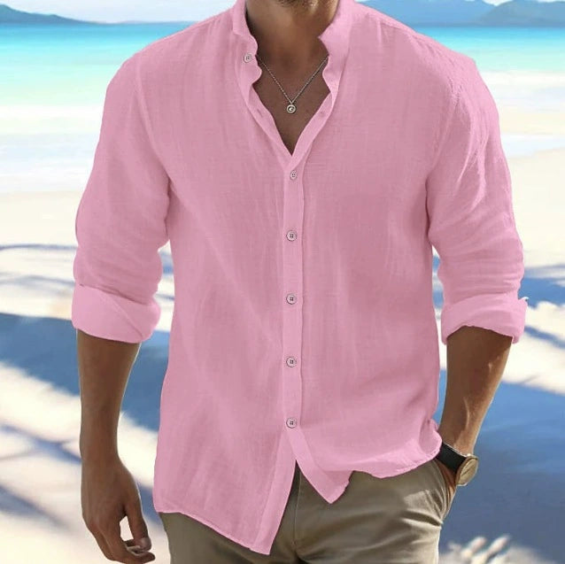 🔥【M–5XL】Ανδρικό αναπνεύσιμο βαμβακερό λινό πουκάμισο — Άνετο, ελαφρύ και με χαλαρή εφαρμογή