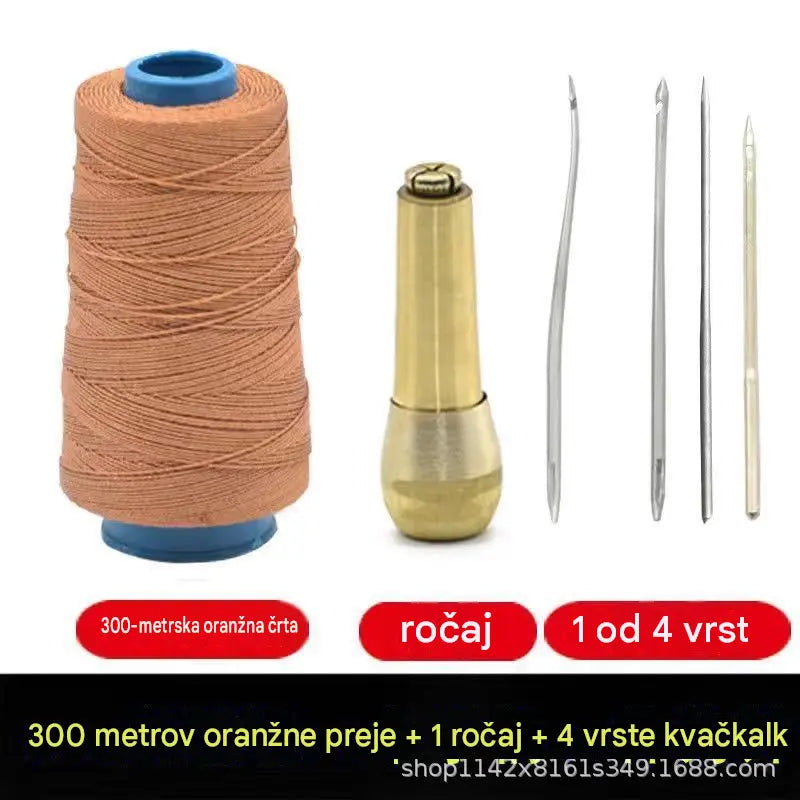 ✨Zdaj 50 % ceneje!✨ 5-delni komplet šila za šivanje usnja z voskano nitjo: orodje za ročno šivanje usnja.